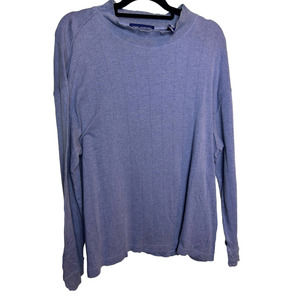 John Ashford Women Sweater Blue Size XL Slim Fit Mock Neck 100% Cotton